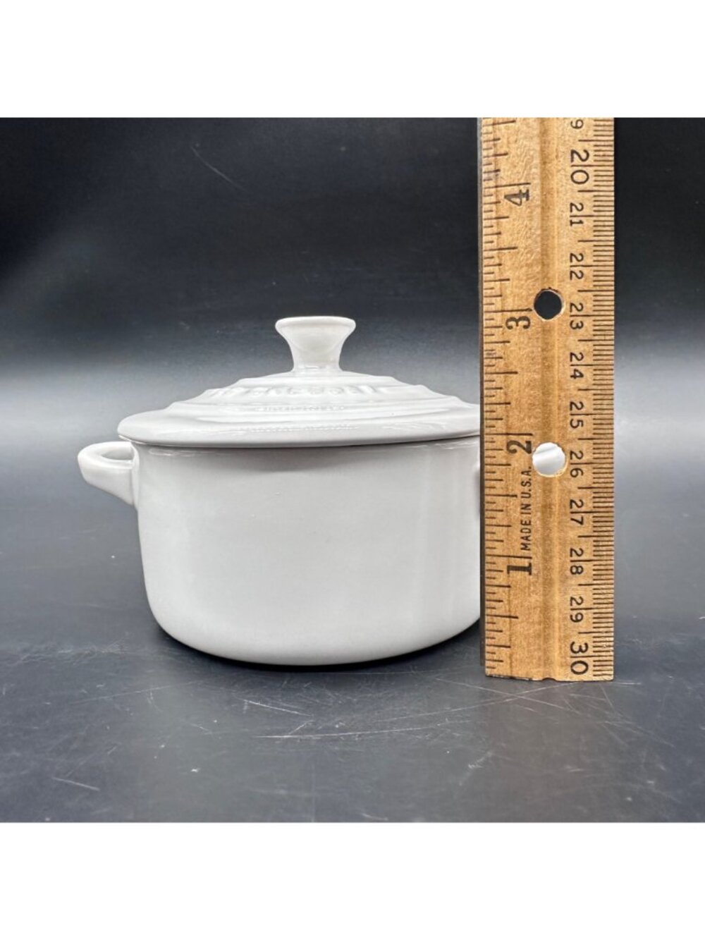 Le Creuset Mini Cocotte White Stoneware Casserole Dish Dutch Oven 8oz Pan Pot - Picture 8 of 9